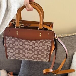Brown and Tan Women's Handbag